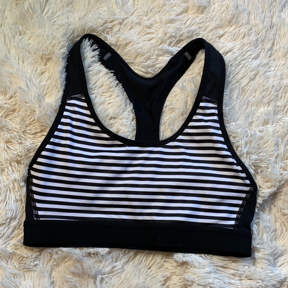 CHAMPION Sports Bra - Black and White Stripes